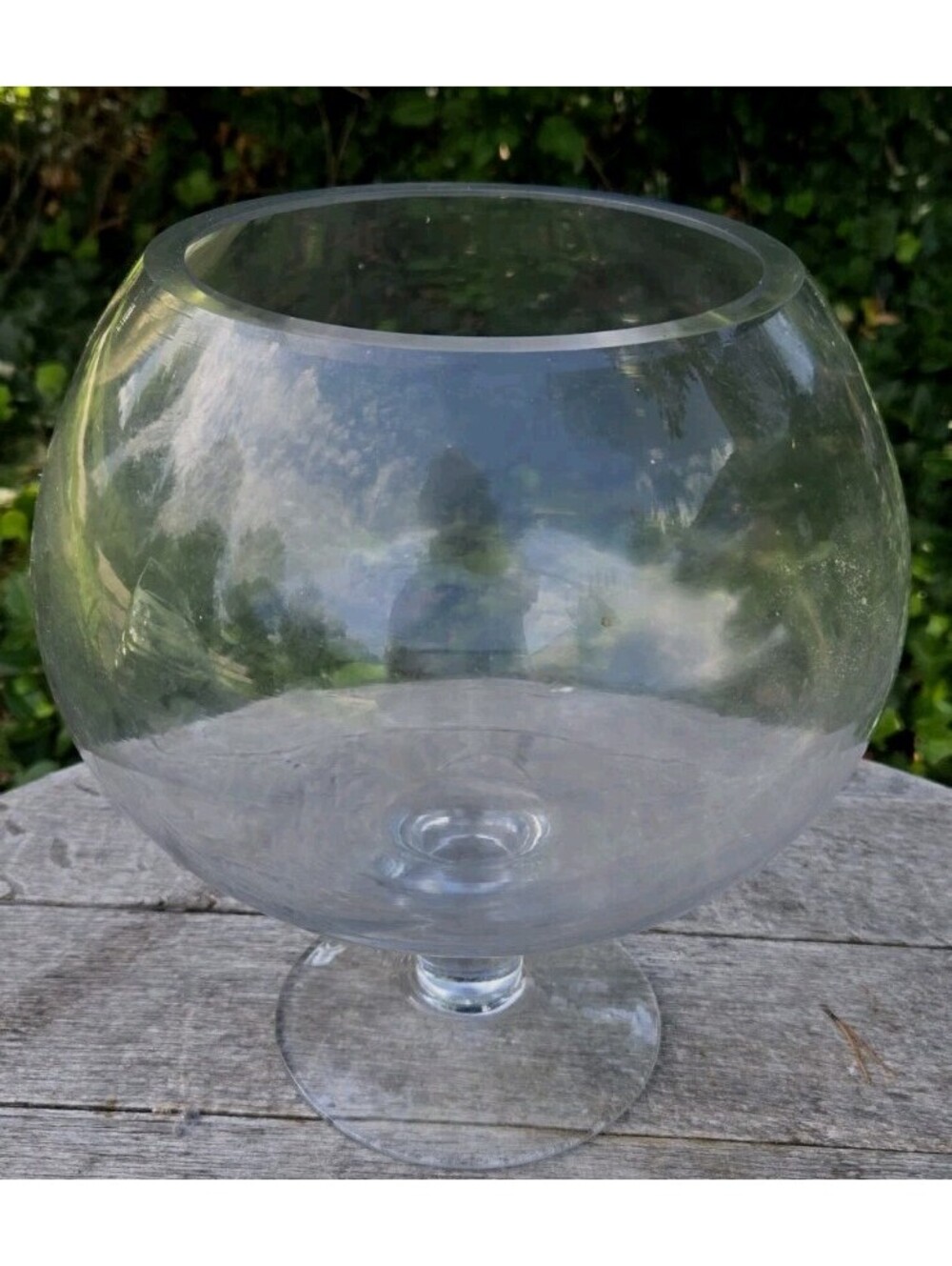 Big! Empoli? Clear Glass Brandy Snifter Pedestal Compote 11"TX10"W Smooth Rim